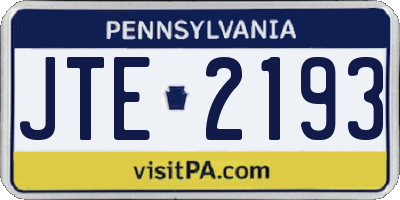 PA license plate JTE2193