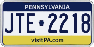 PA license plate JTE2218