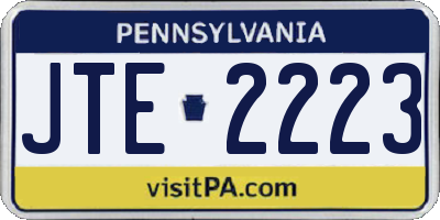 PA license plate JTE2223