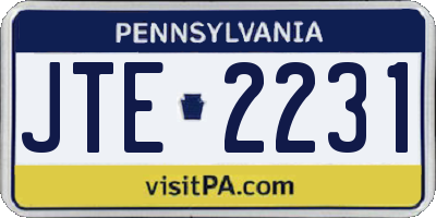 PA license plate JTE2231
