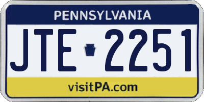 PA license plate JTE2251