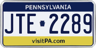 PA license plate JTE2289