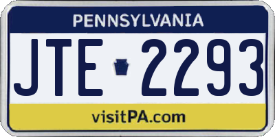 PA license plate JTE2293