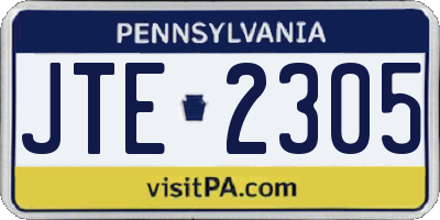 PA license plate JTE2305