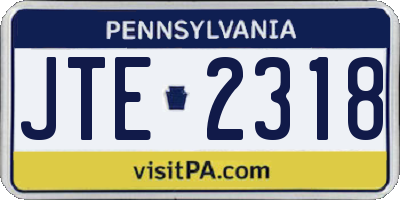 PA license plate JTE2318