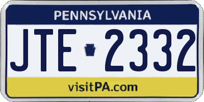 PA license plate JTE2332