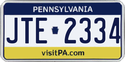 PA license plate JTE2334