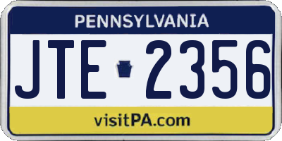 PA license plate JTE2356