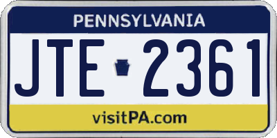 PA license plate JTE2361