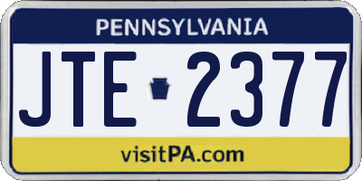 PA license plate JTE2377