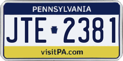 PA license plate JTE2381