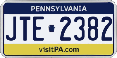 PA license plate JTE2382