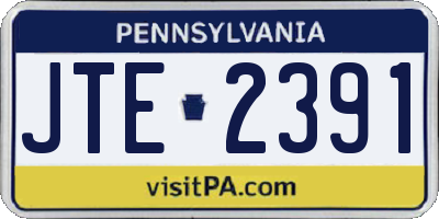 PA license plate JTE2391