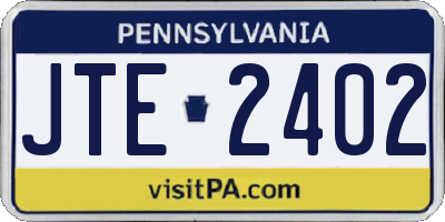 PA license plate JTE2402