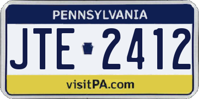 PA license plate JTE2412