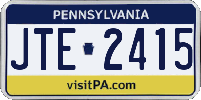 PA license plate JTE2415