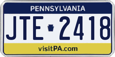 PA license plate JTE2418