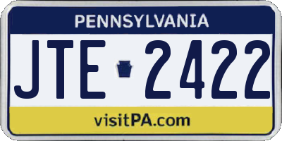 PA license plate JTE2422