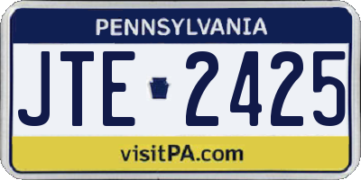 PA license plate JTE2425