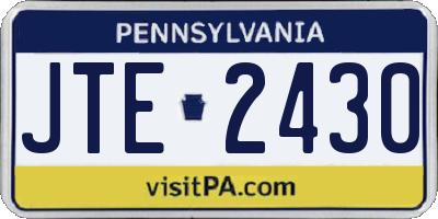 PA license plate JTE2430