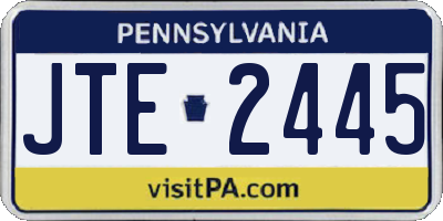 PA license plate JTE2445