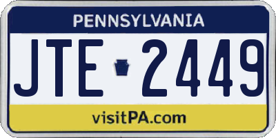PA license plate JTE2449