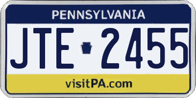PA license plate JTE2455