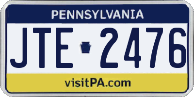 PA license plate JTE2476
