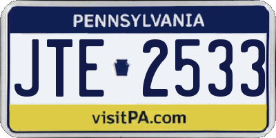 PA license plate JTE2533