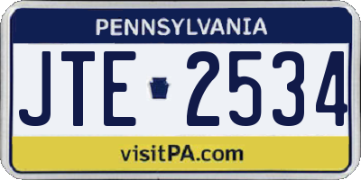 PA license plate JTE2534