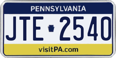 PA license plate JTE2540