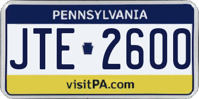PA license plate JTE2600