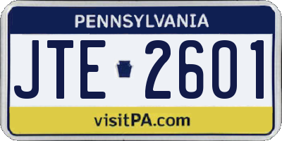 PA license plate JTE2601