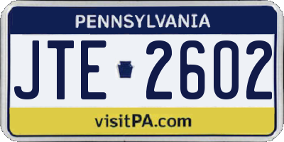 PA license plate JTE2602