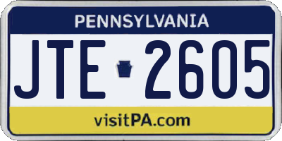 PA license plate JTE2605