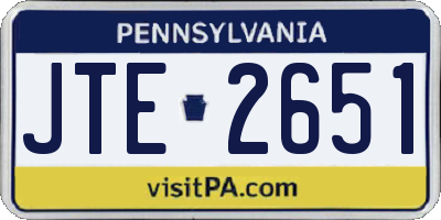 PA license plate JTE2651