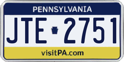 PA license plate JTE2751