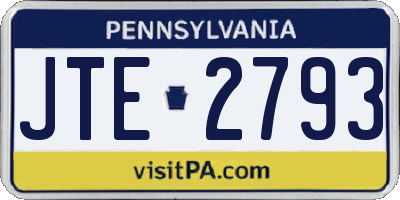PA license plate JTE2793