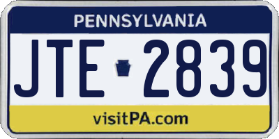 PA license plate JTE2839