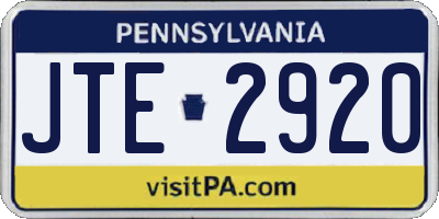 PA license plate JTE2920