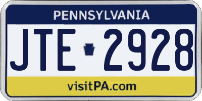 PA license plate JTE2928