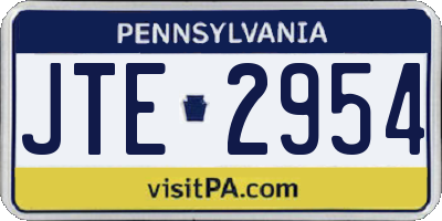 PA license plate JTE2954