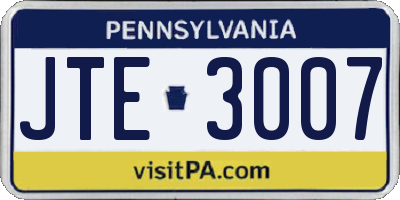 PA license plate JTE3007