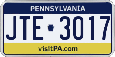 PA license plate JTE3017