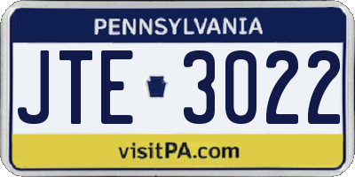 PA license plate JTE3022
