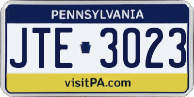 PA license plate JTE3023