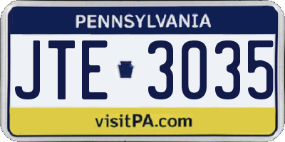 PA license plate JTE3035