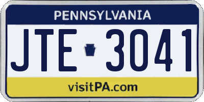 PA license plate JTE3041