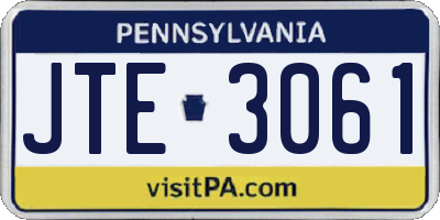 PA license plate JTE3061