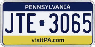 PA license plate JTE3065